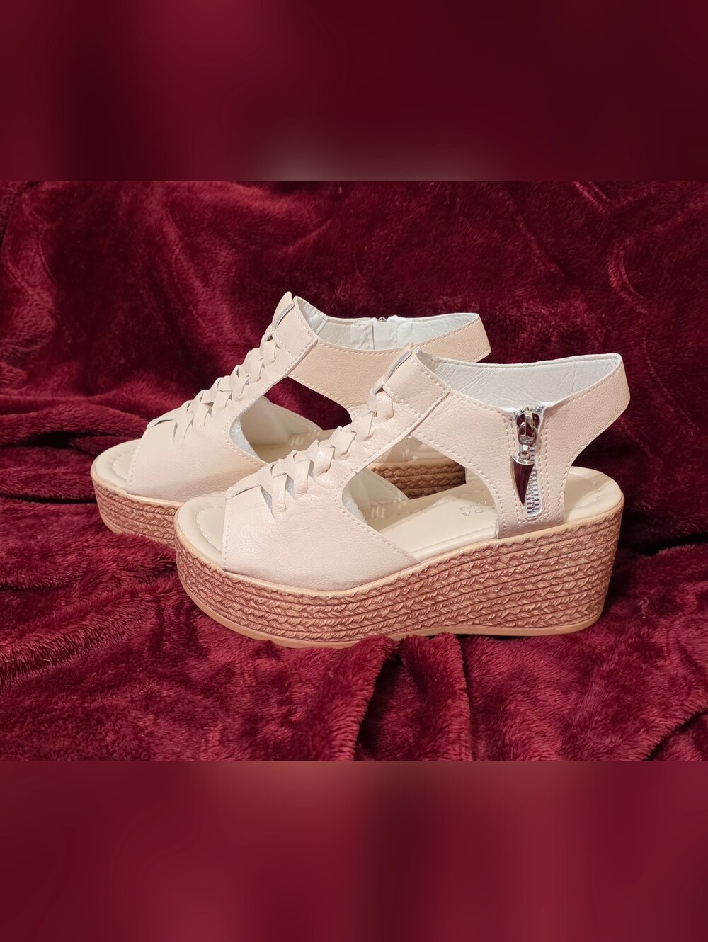 Cream Off White Espadrille Platform Sandals Size 36 5.5 6 Lightweight NWOT